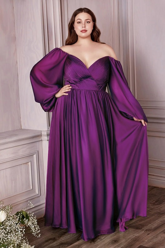 plus size purple chiffon off the shoulder long sleeve bridesmaid dresses perth australia envious bridal & formal