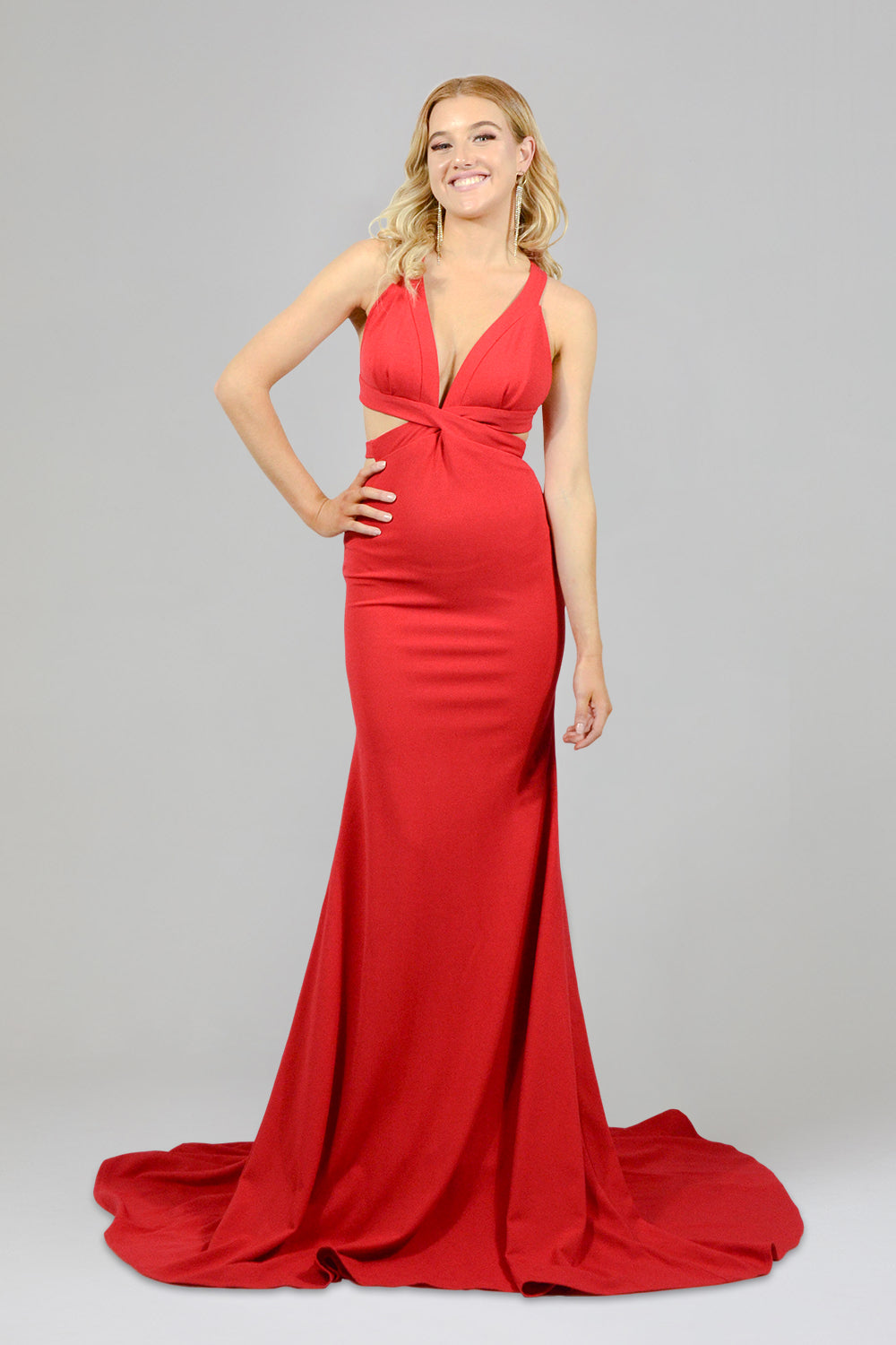 red side cut out formal mermaid ball dress envious bridal & formal
