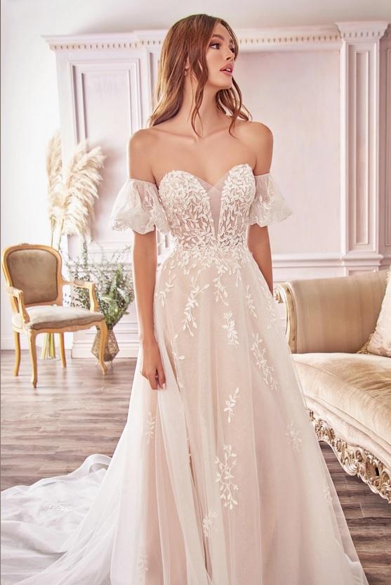custom bridal dress puff sleeve A line ball gown wedding dress perth australia envious bridal & formal
