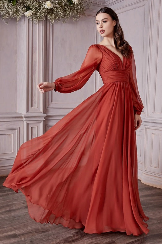 ELVENE | Chiffon Long Sleeve Bridesmaid Dress