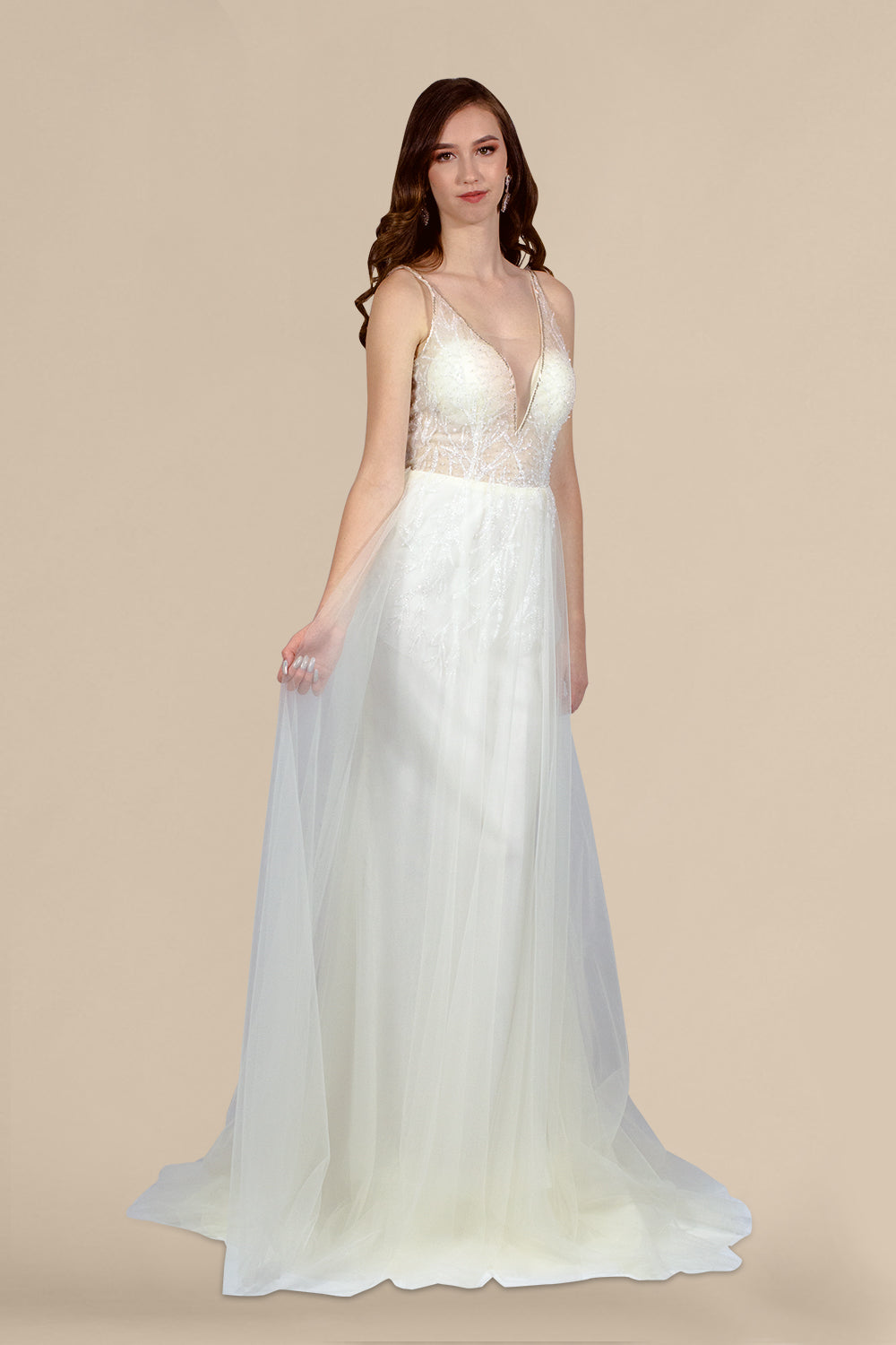 shimmer bodice A line boho wedding dress envious bridal & formal Perth Australia