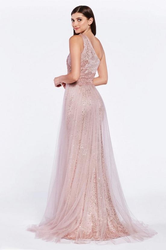 TULIANA | One Shoulder Tulle Rose Gold Formal Gown - All Products Envious Bridal