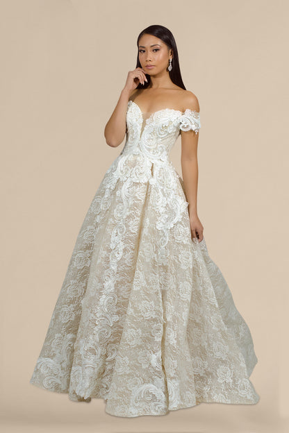 VIERA | Off Shoulder Vintage Lace Wedding Gown Envious Bridal & Formal VIERA | Off Shoulder Vintage Lace Wedding Gown Envious Bridal & Formal